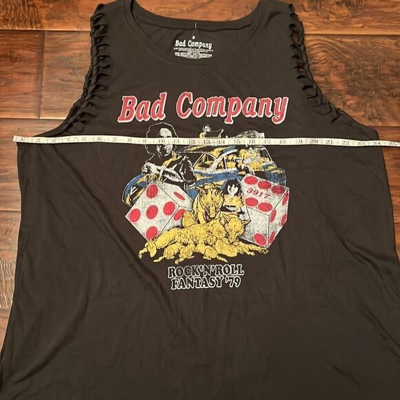 Torrid Bad Company Faded Black Distressed Graphic Tank Top Contemporary Boho - Picture 9 of 14